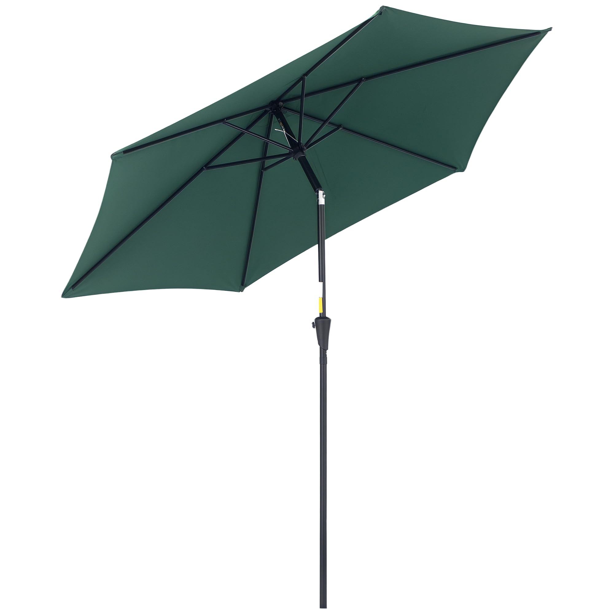 Outsunny Sombrilla para Jardín de Aluminio Ø260x235 cm Parasol de Jardín Reclinable con Manivela y 6 Varillas de Metal para Terraza Exterior Balcón Verde