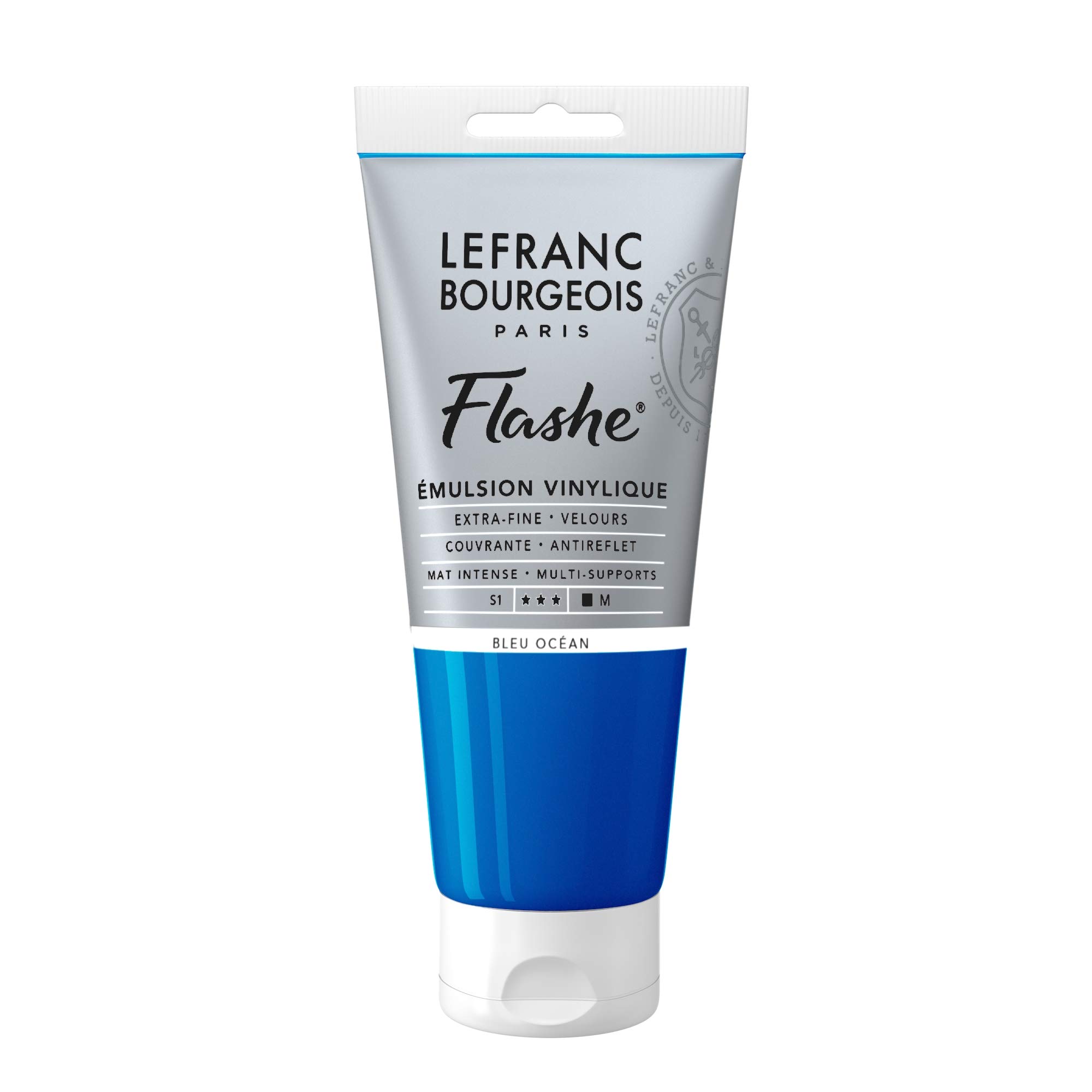 Lefranc Bourgeois Flashe, Extra-Fine Acrylic Vinyl Emulsion, Artists Quality, Ocean Blue, 80ml Tube