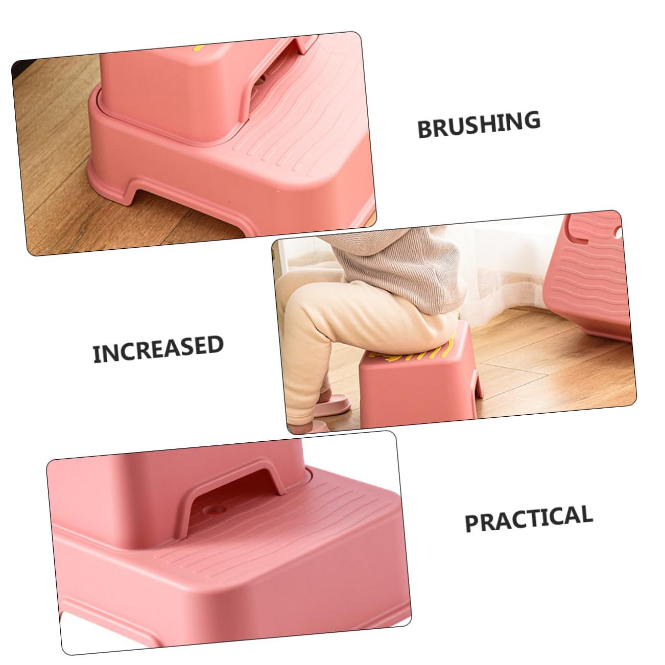 Sgabello Pezzo in Plastica Bambini Pp Antiscivolo Rosa per 1 | Uso Quotidiano e Lavarsi i Denti, Design Multiruolo, Resistente All'usura, per Toddler