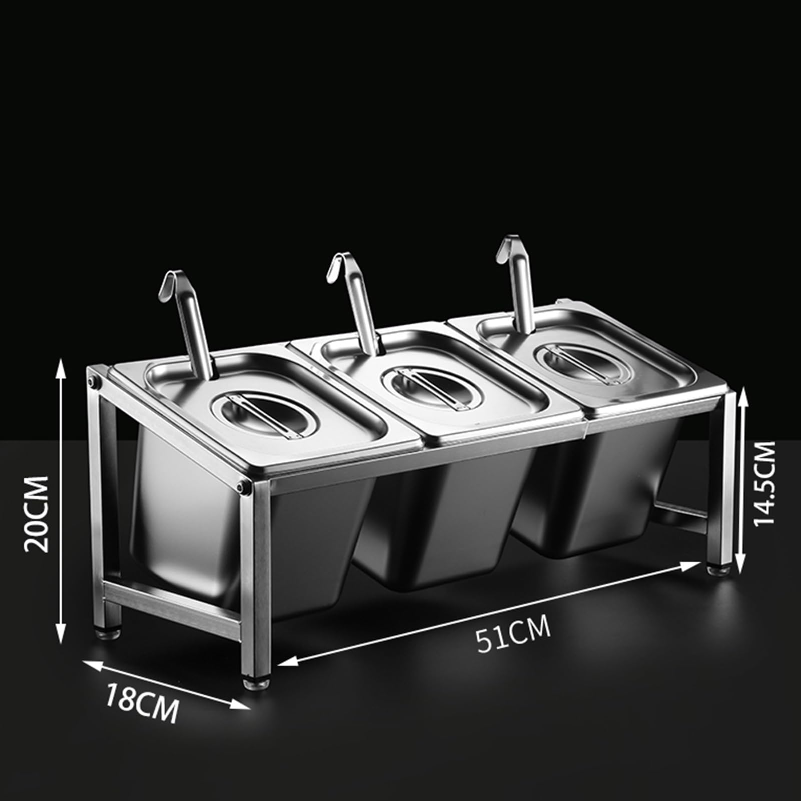 Estante Organizador de Especias expandible, Estante Inclinado Comercial de Acero Inoxidable para condimentos, Ideal para cocinas, Bares y restaurantes. Contenedor para condimentos, Salsas, e