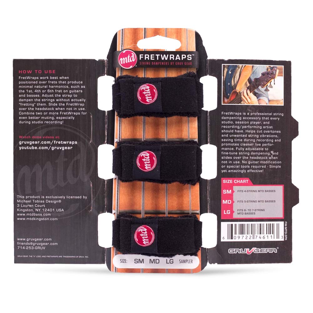 Gruv Gear MTD FretWraps String Muter 3-Pack (Black, Small) (FW-MTD-3PK-SM)