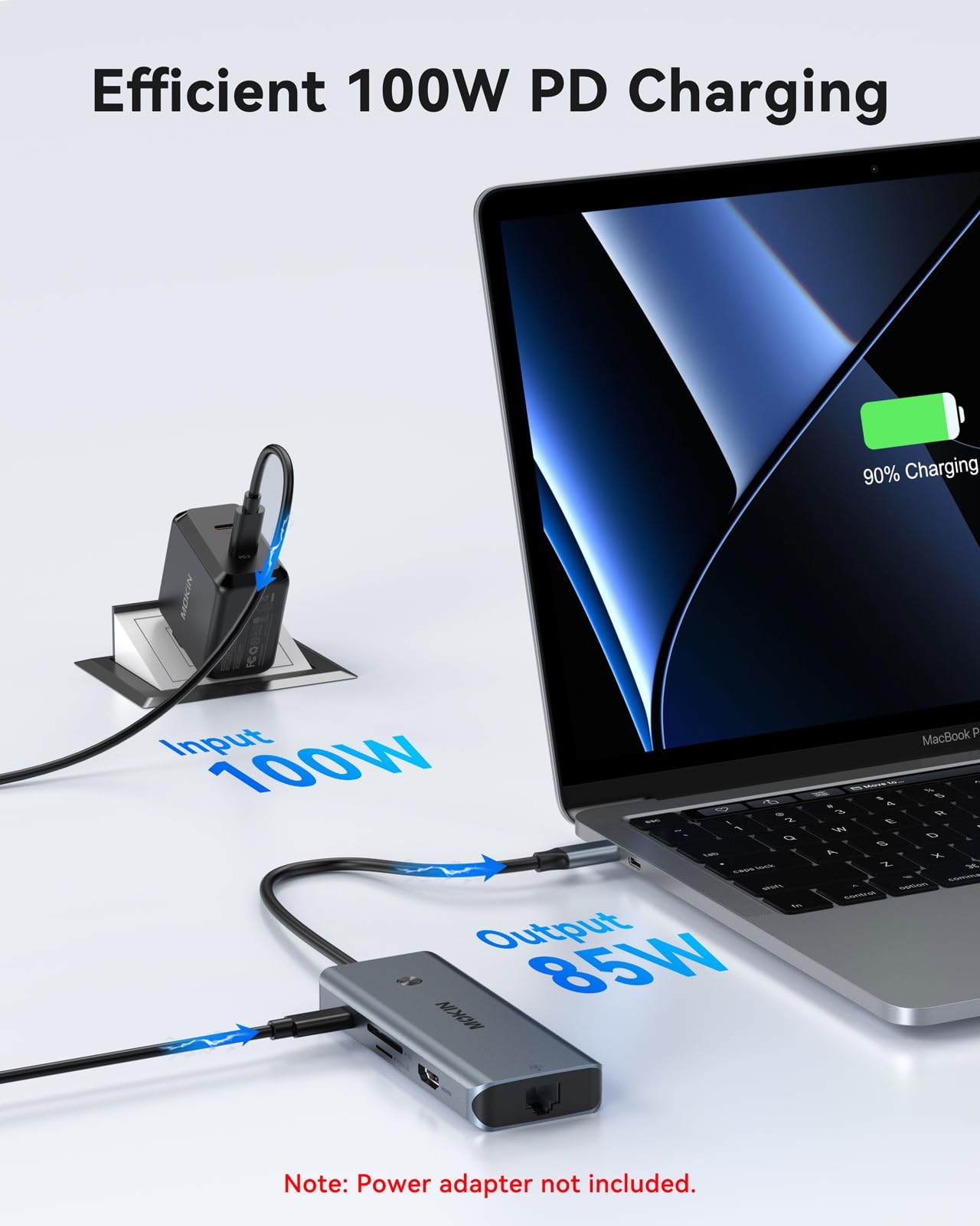 MOKIN Hub USB C Multiport 8 en 1 pour MacBook Pro/Air, Dongle avec 3 Ports USB 3.0, Adaptateur USB C vers HDMI,Ethernet RJ45, Charge Rapide PD 100W, Lecteur de Carte mémoire SD/TF