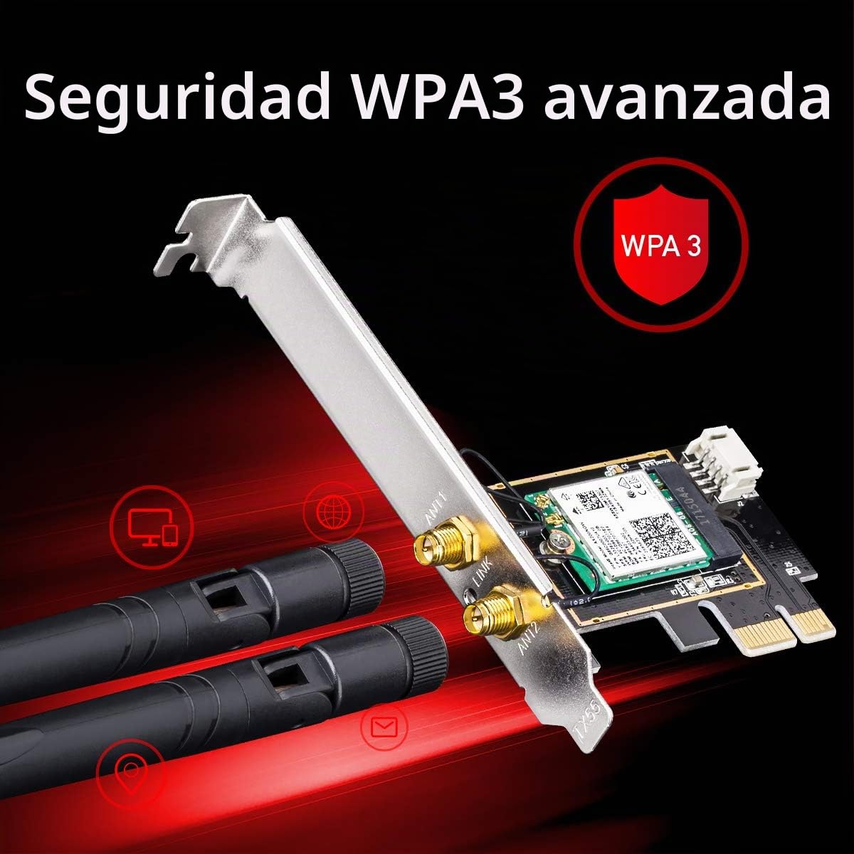 Cudy AX3000 WiFi6 Adaptador PCIe, Tarjeta WiFi pc, Bluetooth 5.0 PCIe, 2402Mbps + 574Mbps, 802.11ax/AC/a/b/g/n, Windows 10 (64-bit)