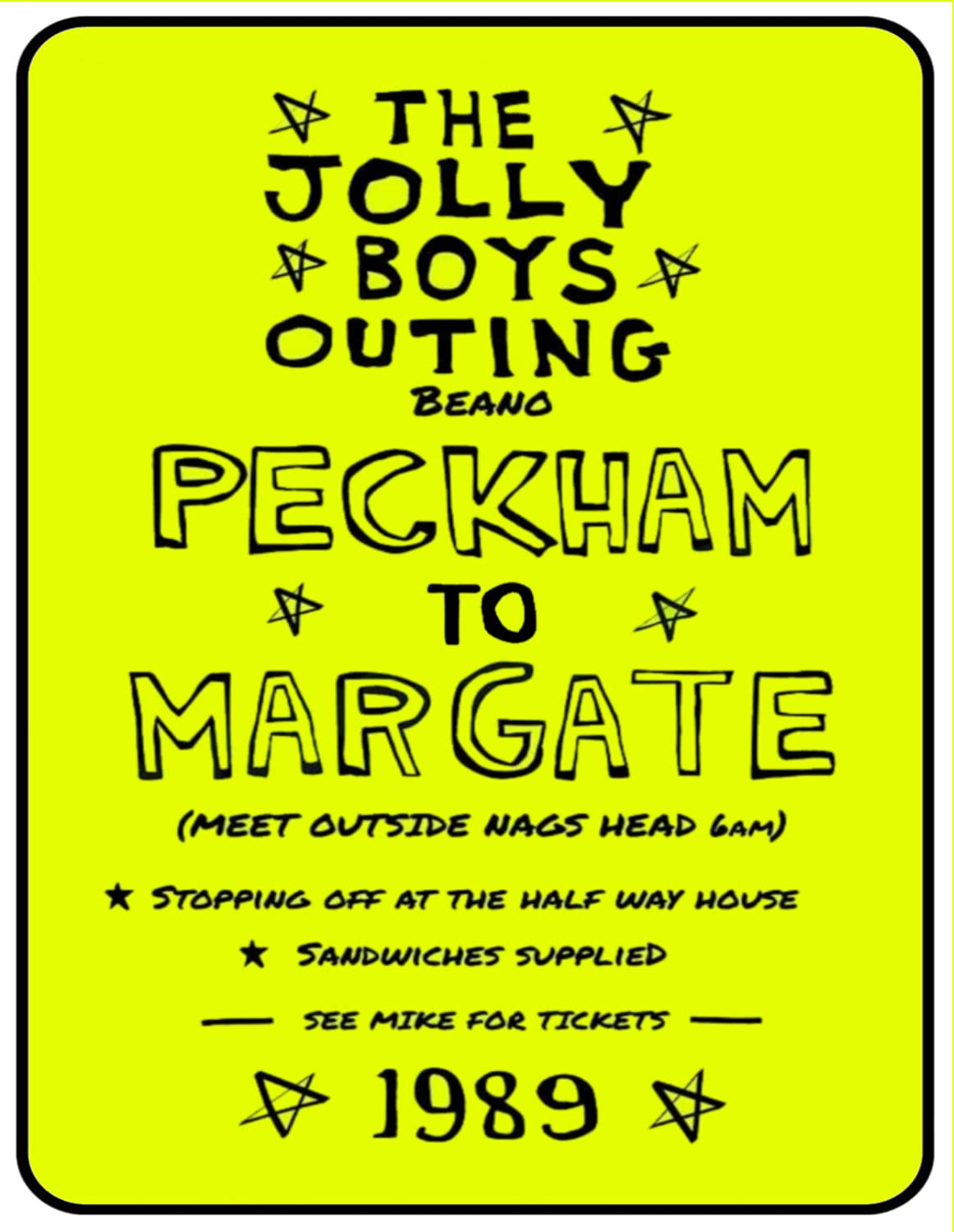 BigBazza Vintage Advertising Wall Tin Plaque 20x15cm - Pub Shed Bar Man Cave Home Bedroom Office Kitchen Gift Metal Sign - Retro Yellow Only Fools Horses inspired Margate Jolly Boys Outing Del Poster