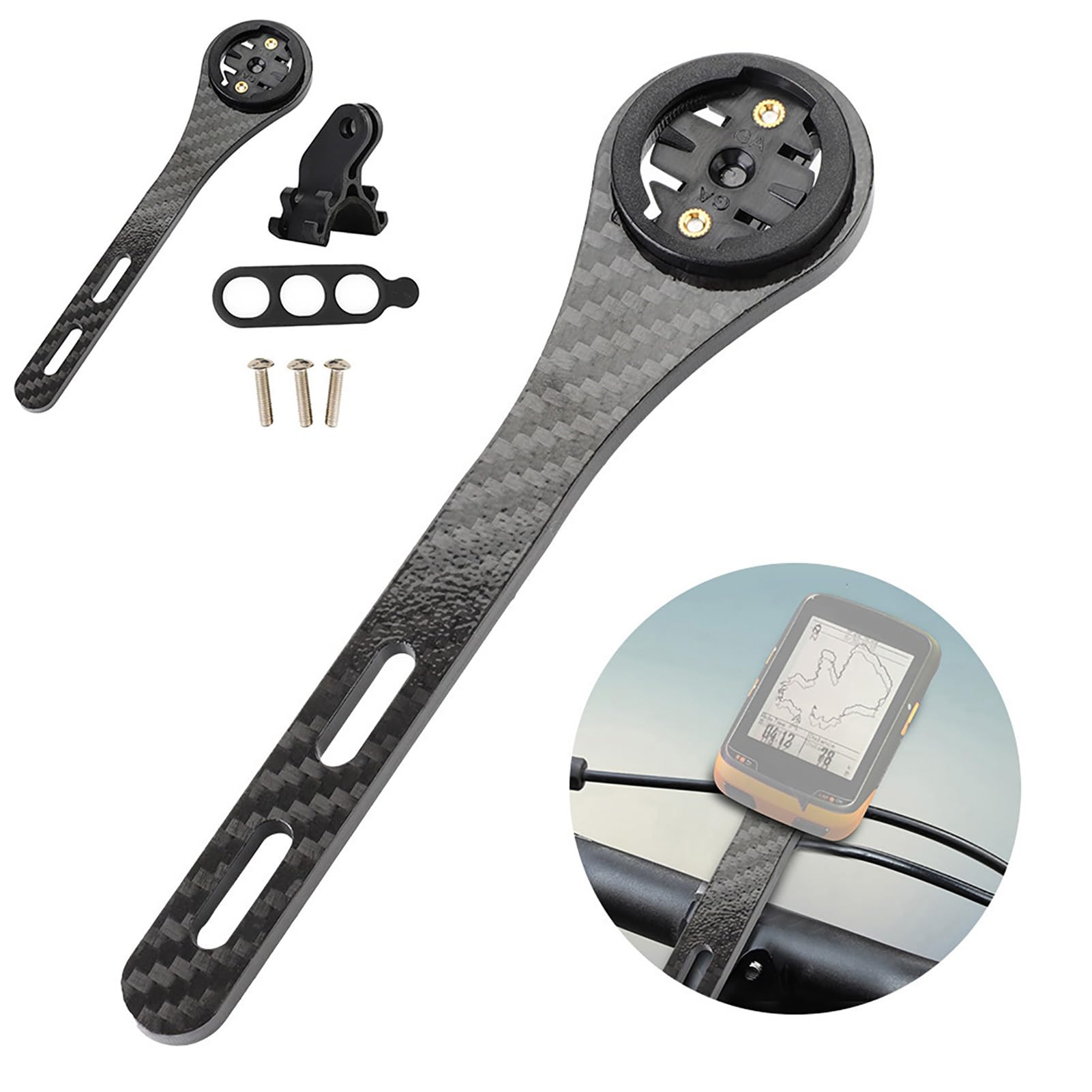 Hominas Aero Integrated Handlebar Out Front Combo Mount for Garmin Bryton, Integrated Bicycle Mount Carbon Fibre Integrated Bicycle Computer Mount