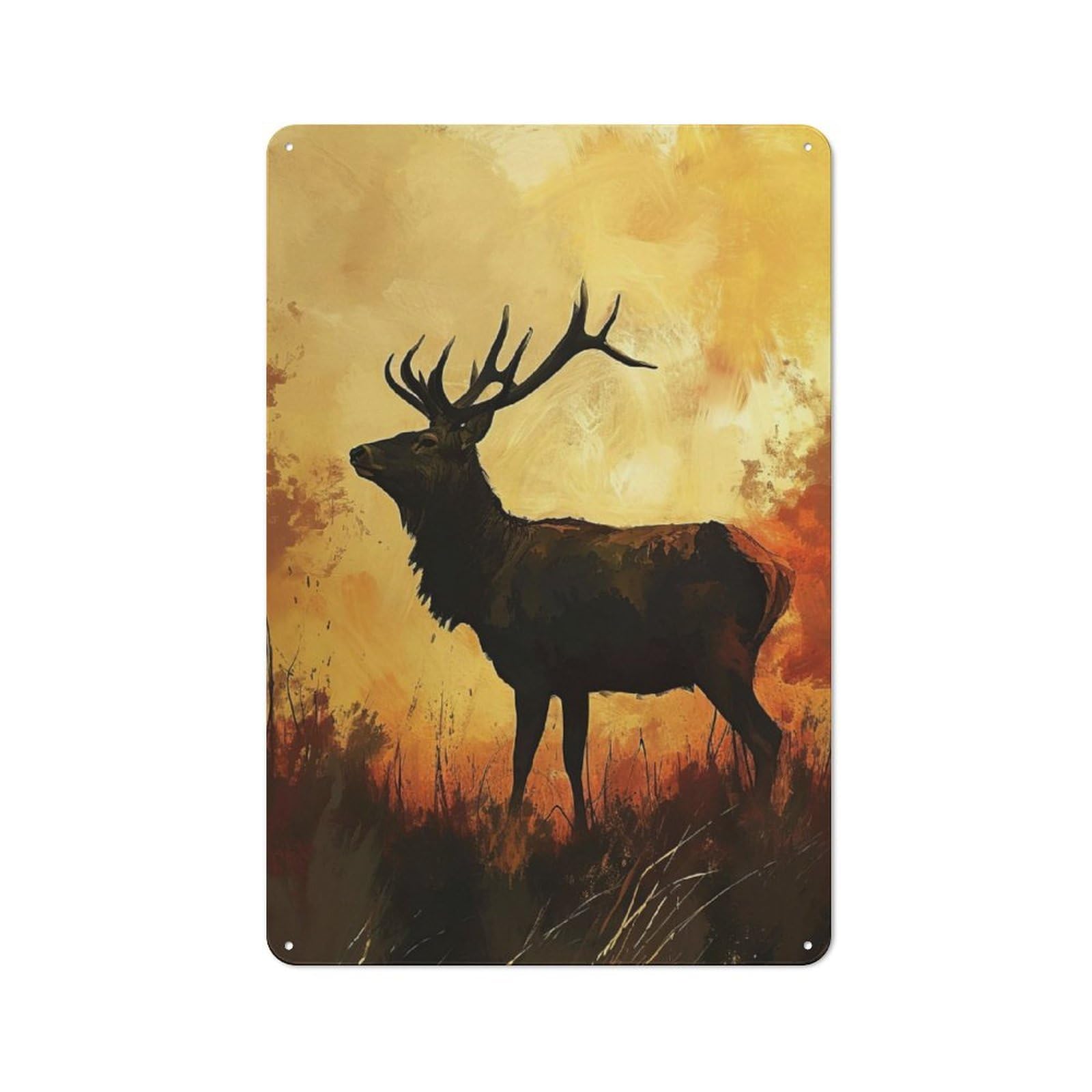 Junmoney Graceful Deer Portrait Country Farmhouse Metal Sign 30X20cm, Farmhouse Wall Decor For Dining Room, Cafe, Entryway Or Family Room