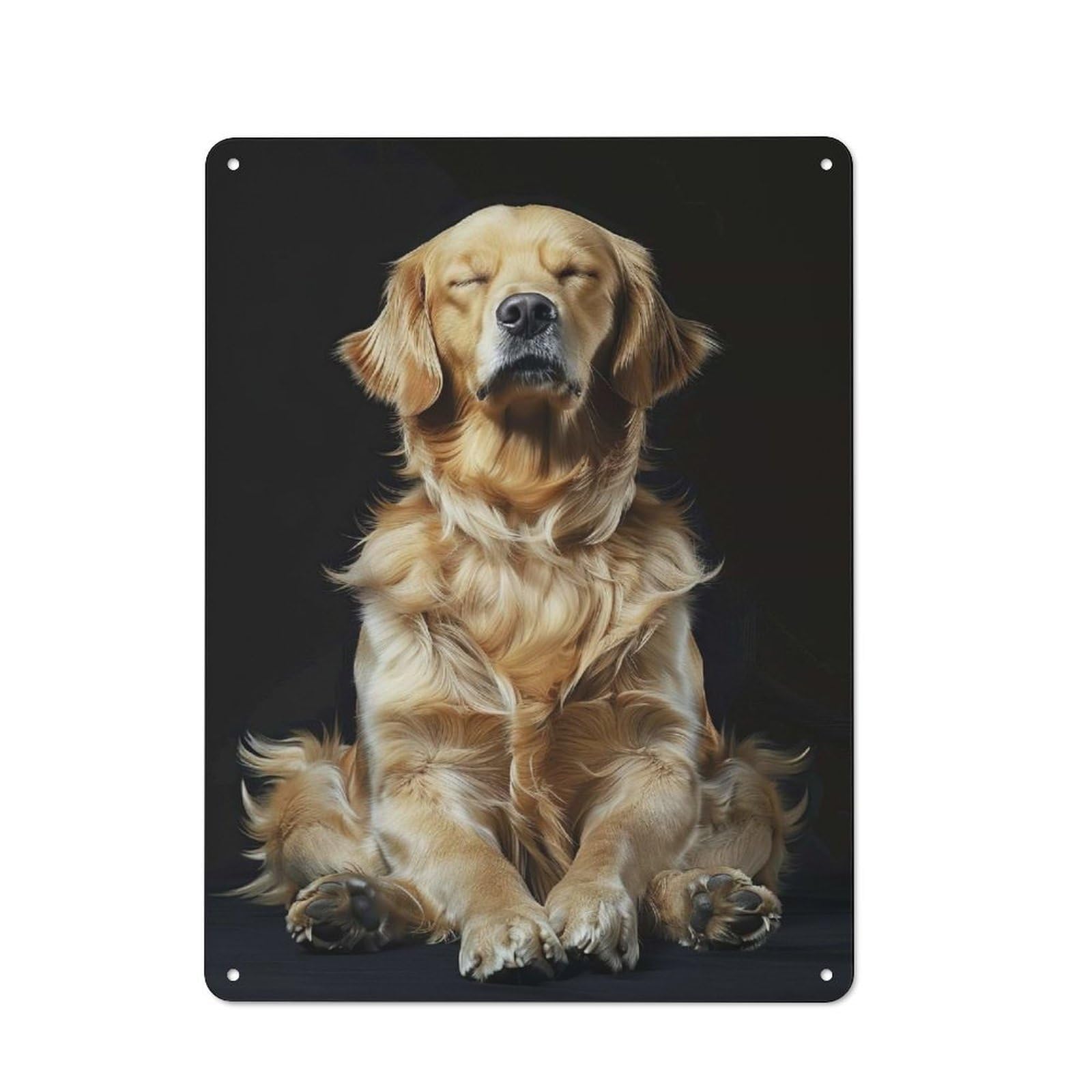 Junmoney Golden Retriever Yoga Rela Metal Wall Sign 40X30cm, Clean Industrial Loft Wall Plaque For Workspace, Cafe, Hallway Or Garage