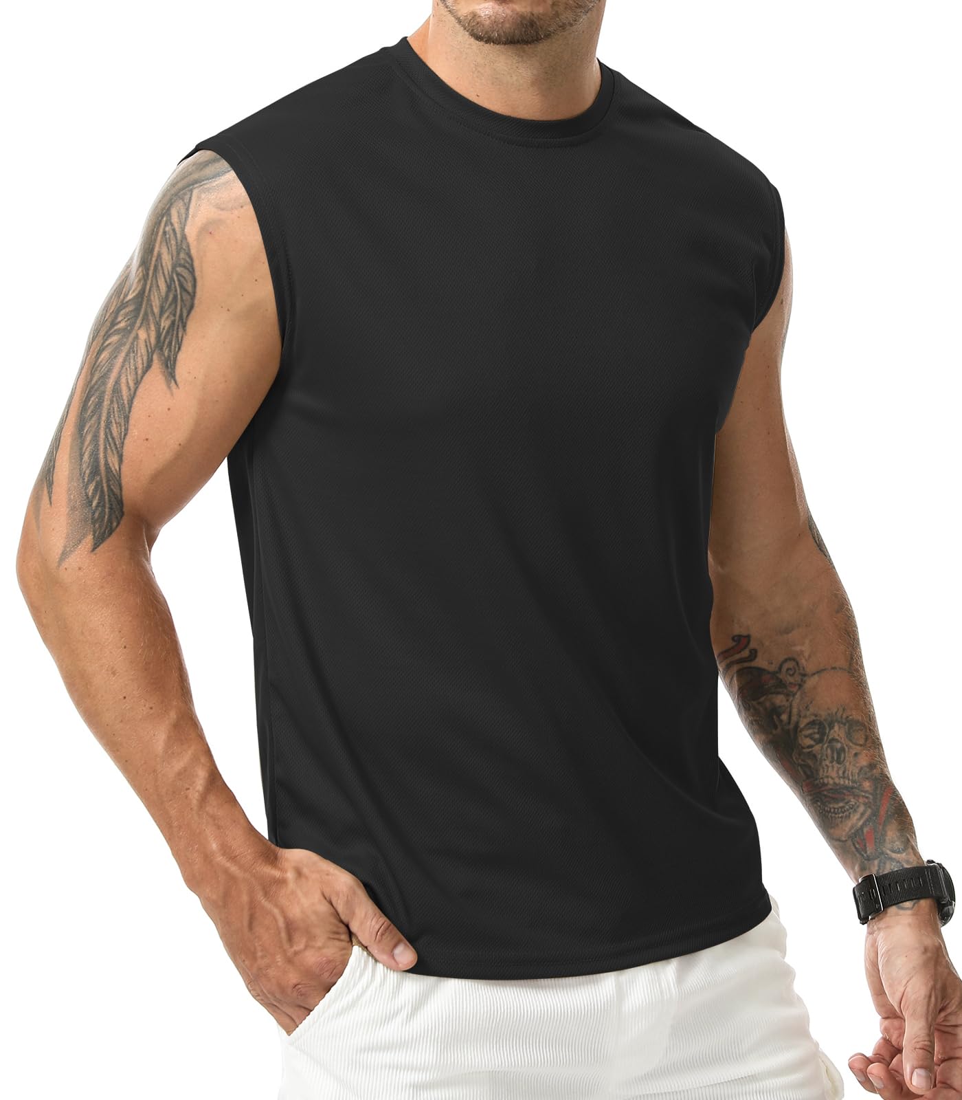 Suwangi Confezione da 3 canottiere da uomo per palestra, atletica, ad asciugatura rapida, per bodybuilding, senza maniche, per allenamento, fitness, corsa