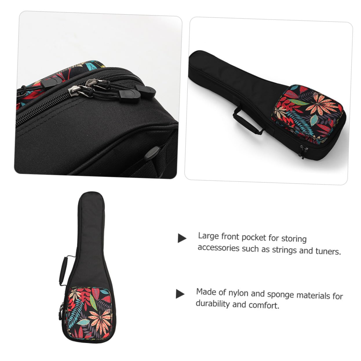 Bolsa para Ukelele Acolchado Grueso y Doble Correa de Hombro de 23 Pulgadas y Varios estilos Material de Nylon y Esponja, Gran Bolsillo Frontal para Almacenamiento Fácil