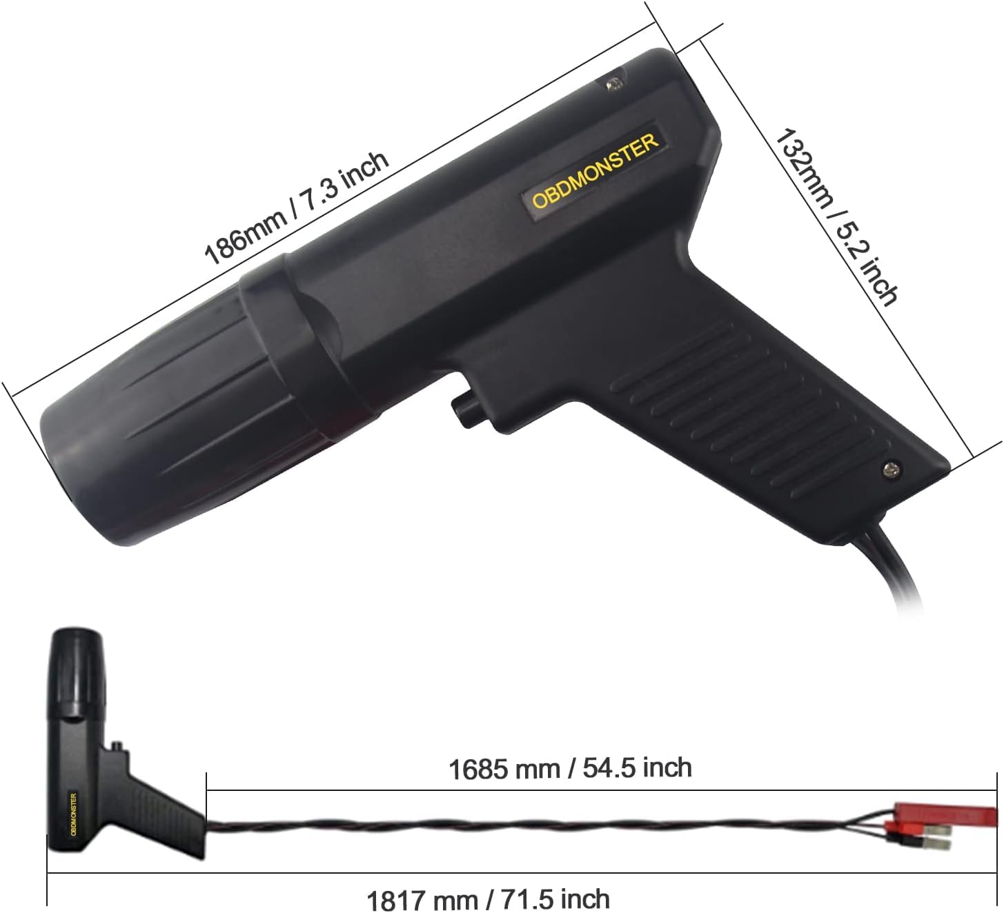 Pistola Estroboscópica Lámpara Estroboscópica con Pinzas,OBDMONSTER Inductivas Digital para Coches y Motos 12V Pistola Estroboscopica, Lámpara Inductiva
