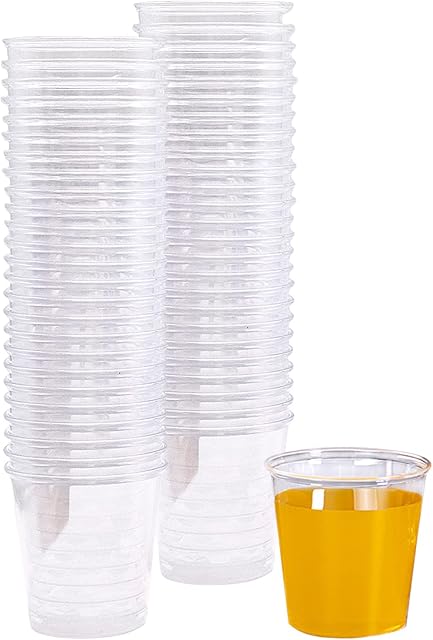 LTHERMELK 50Pcs 90ml Clear Wine Cups Party Drinking Cups Recyclable Strong Plastic Shot Glasses Ideal for Gatherings, BBQ, Wedding and Any Events