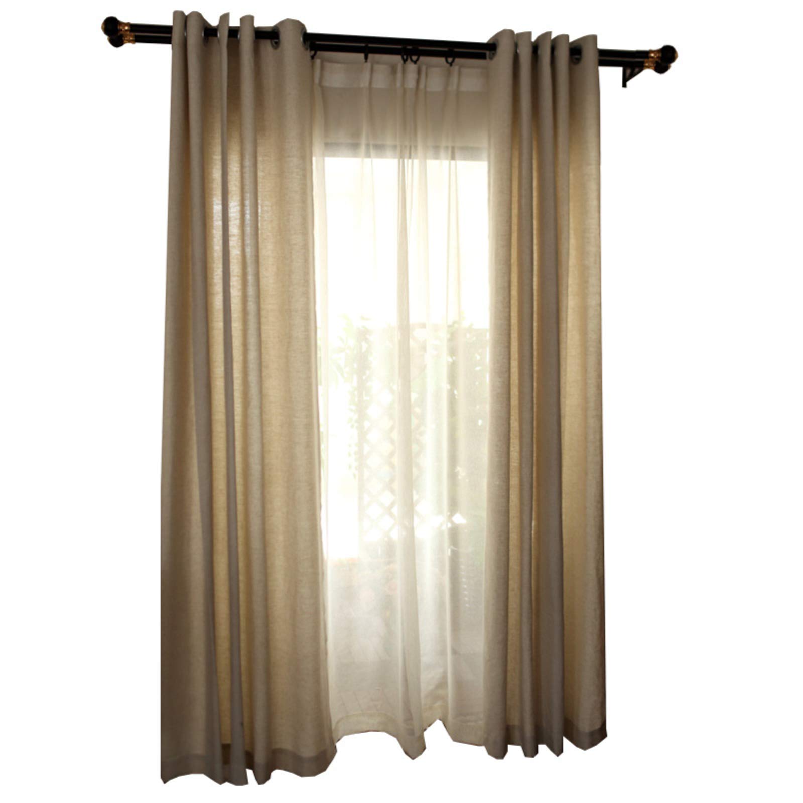 Rideau de fenêtre occultant style japonais pour une chambre beige zen