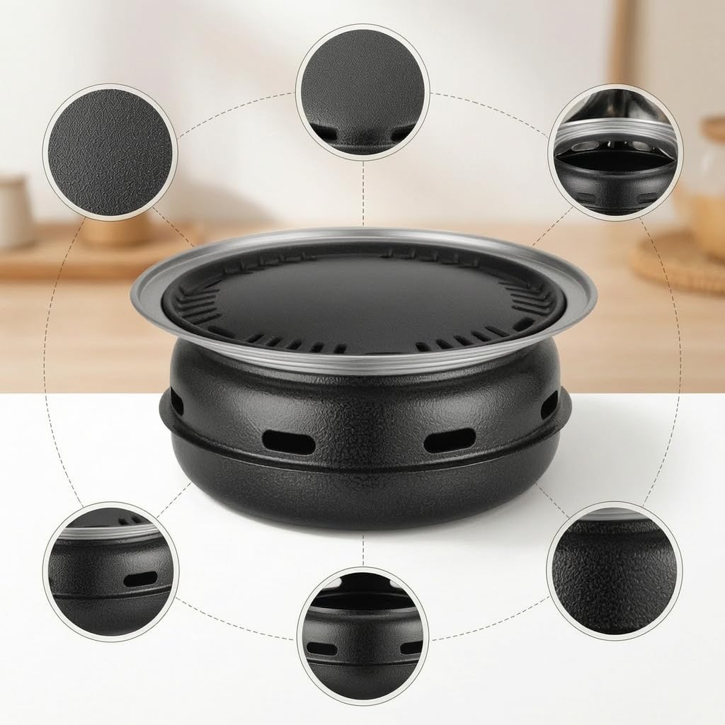 Barbecue Carbone, Barbecue a Carbone da Tavolo, Griglia BBQ Portatile per 5+ Persone, style to 2