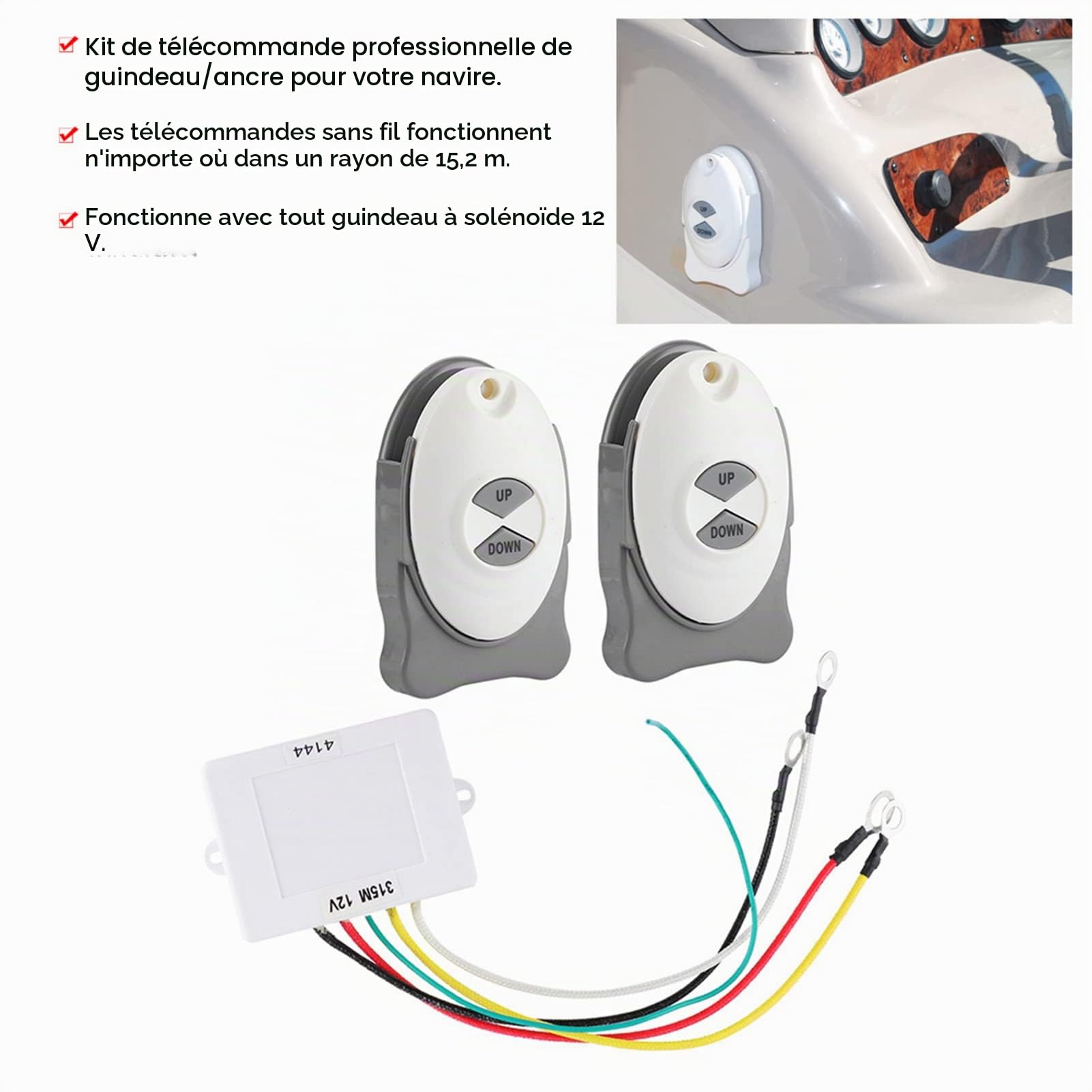 Dioche Telecommande Guindeau Quick Ancre Télécommande Guindeau Commutateur sans Fil Garniture Contrôleur Marine Bateau Voile Accessoire 2 Émetteur