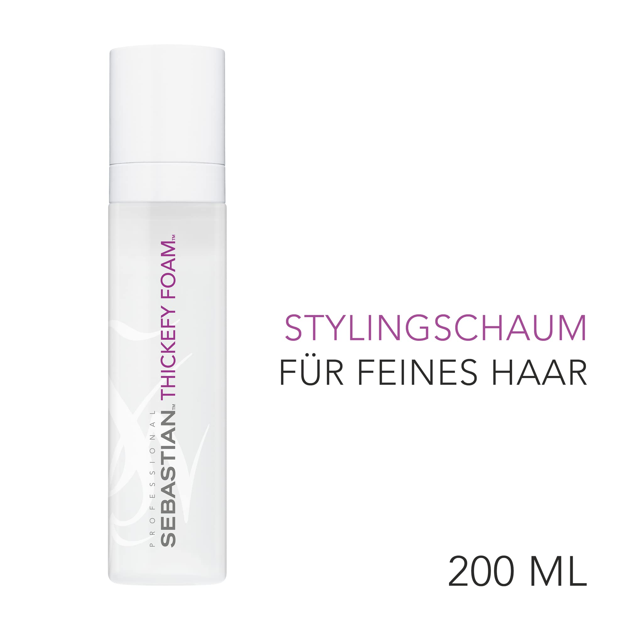 SEBASTIAN PROFESSIONAL THICKEFY – Schaumfestiger mit Hitzeschutz (190 ml) – pflegender Volumenschaum für feines Haar mit flüssig-schaumartiger Technologie – stylt und schützt