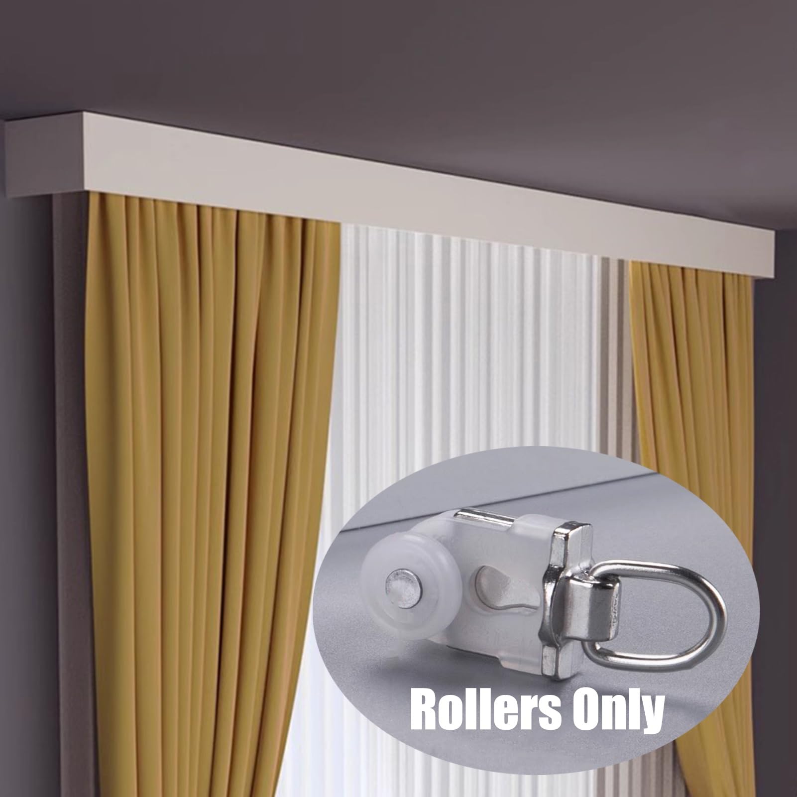 Juego de 10 poleas deslizantes para cortina suaves y silenciosas para caja Pelmet compatible con rieles de cortina de 10/20/30/40/50/150/200 piezas de fácil instalación