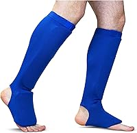 Vista 5 de Taekwondo Cloth Calf Shin Instep Protector Guards, Boxing Martial Arts MMA Training Foot Protective Gear for Men Women Kids Sparring Muay Thi