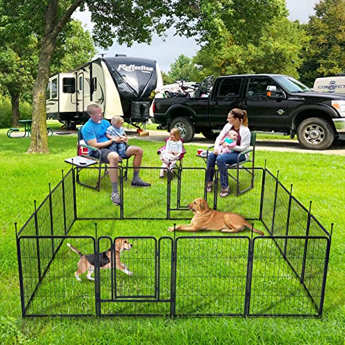 Tmee Dog Playpens 8/16 Panels Dog Pen Outdoor Dog Fence Exercise Pen 40 Inch Height Pet Play Yard Gate With Doors For Large/Medium/Small Dogs, Pet Playpen For Rv, Camping, Yard, 16 Pcs #TOP1
