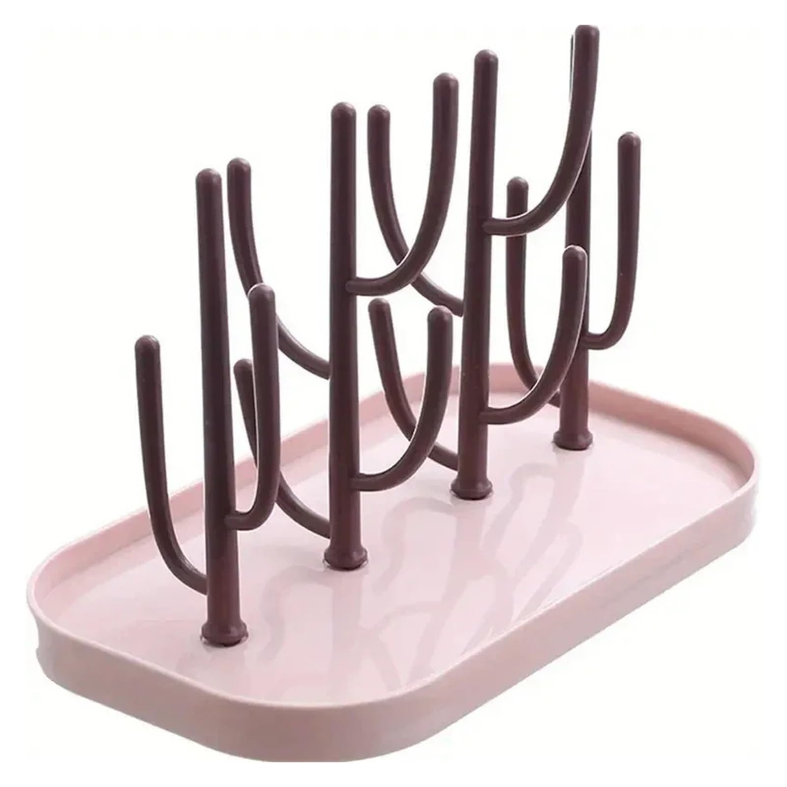 Yonmledo Pink Mug Stand Tree Shaped Bottle Drain Rack Dust Proof Cup Holder Drying Stand Kitchen Organizer Accessory(Pink)
