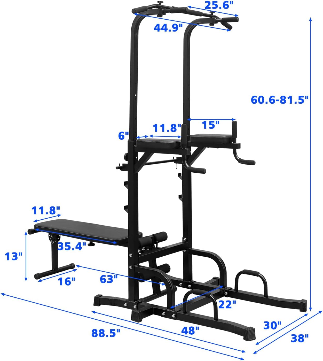 Dip Station Strength Training Dip Stands Station with Connecting Rod and Padded Handles for Home Gym & Fitness Training
