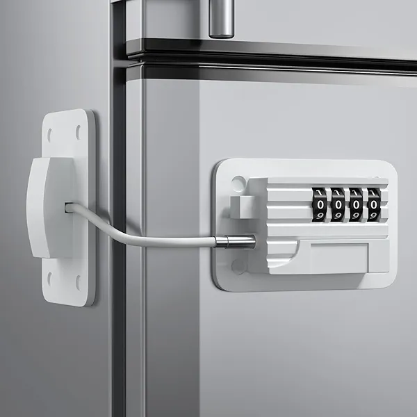 Ougourim Refrigerator Lock - Upgraded Combination Lock for Upright Freezer, Child Safety Lock for Cabinets, White