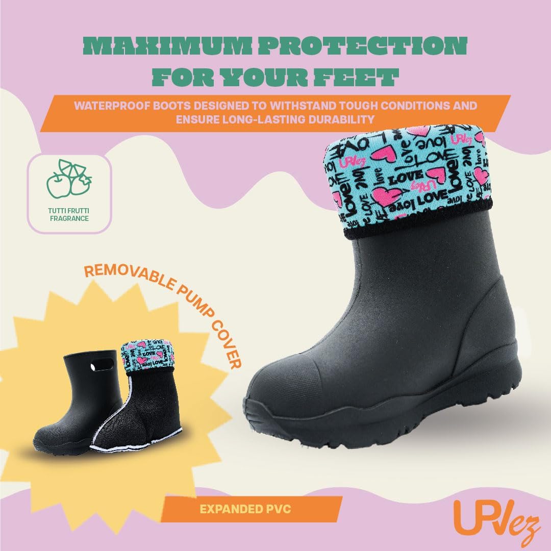 Toddler Rain Boots – Waterproof Rubber for Boys & Girls, Fun Prints