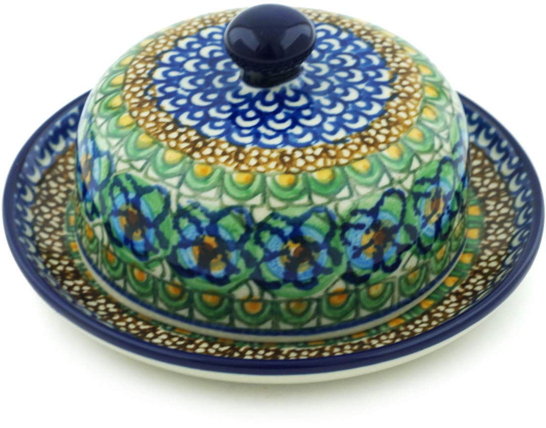 Polish Pottery 5¾-inch Dish with Cover made by Ceramika Artystyczna (Mardi Gra Theme) Signature UNIKAT + Certificate of Authenticity