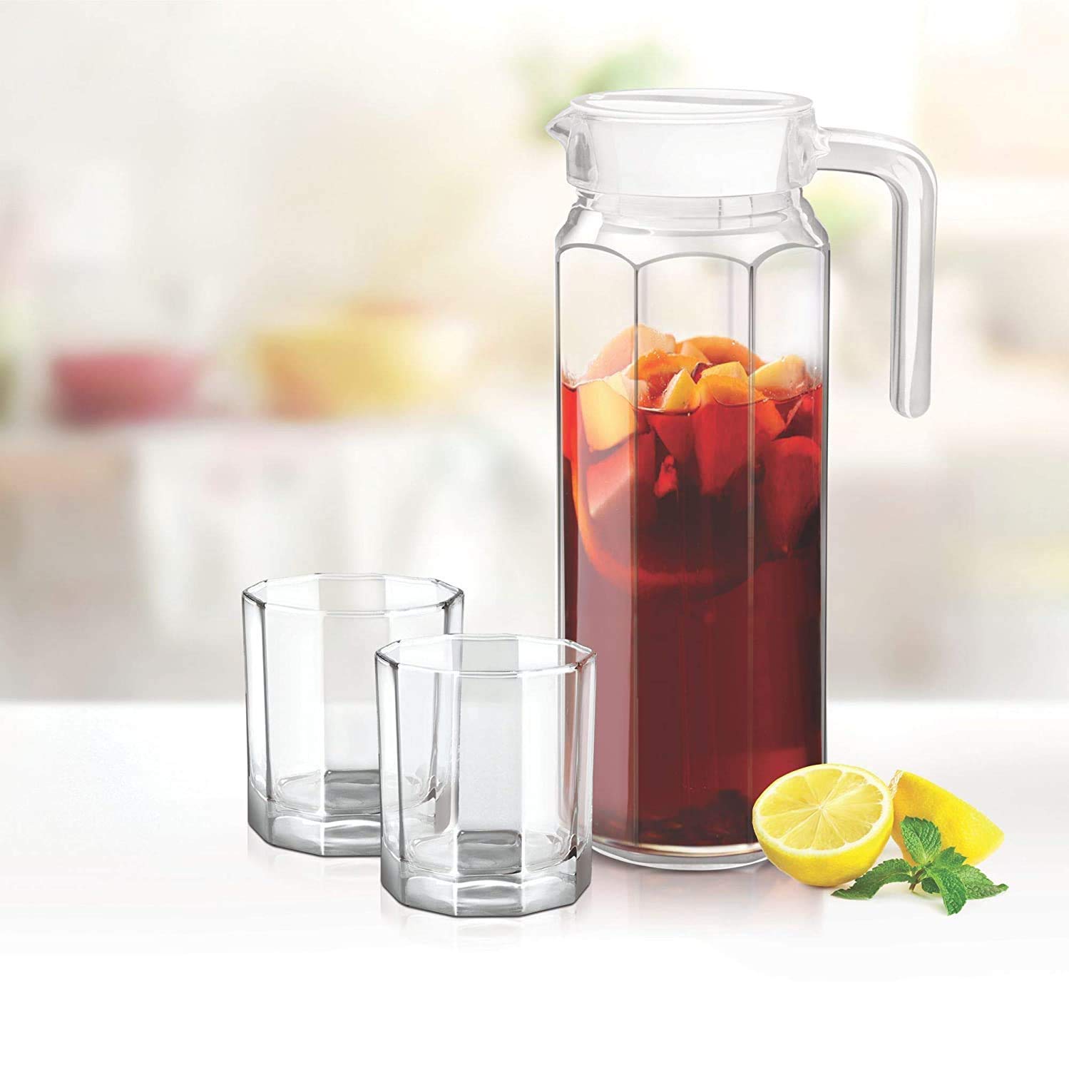 Korona 1100 ml Glass jug Pitcher with lid iced Tea , 1.1 LTR, Set of (2) — Amazon image 2