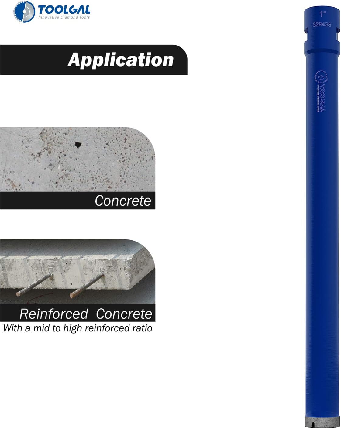 Amazon Crazy 🔥 Deals TOOLGAL Diamond Core Drill Bit 4 for Masonry - Wet Drilling of Concrete/Reinforced Concrete - Laser Welded Diamond Segmented - 11/4 UNC for Fixed or Hand-held core Drilling Machines