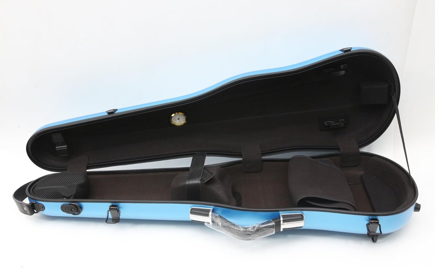Vetimobato 3/4 Violin Case 4/4 Full Size Adjustable Hard Shell Carbon Fiber Violin Travel Case with Removable Accessory Storage Bag, 2 Bow Holder, Backpack straps(Blue)