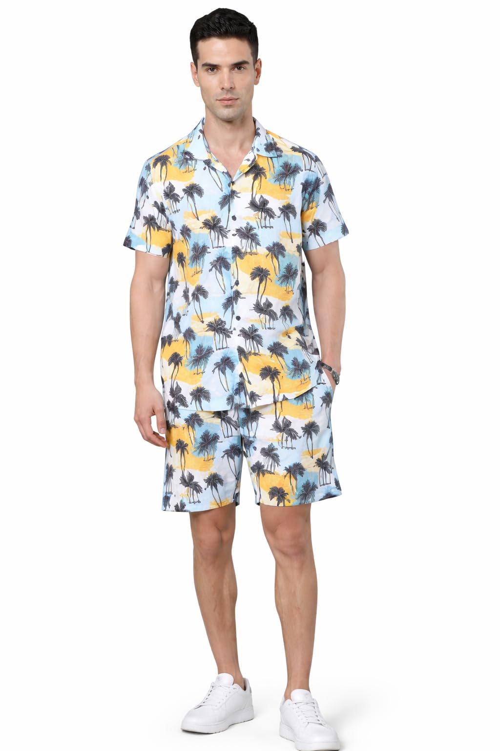 Men Tropical Printed Co-Ord Set | Half Sleeve Shirt & Shorts Set | Casual Summer Beach Wear for Men-picture-44