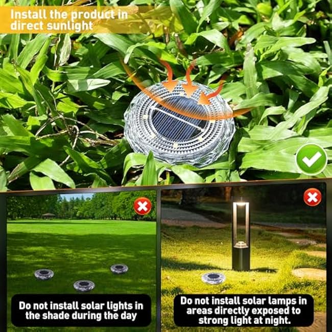 Solar Ground Lights,Solar Disc Light Outdoor Waterproof,Landscape Lighting Garden Lights for Pathway, Yard, Deck, Lawn, Patio, Swimming Pool, Walkway(Warm, 8Pack)