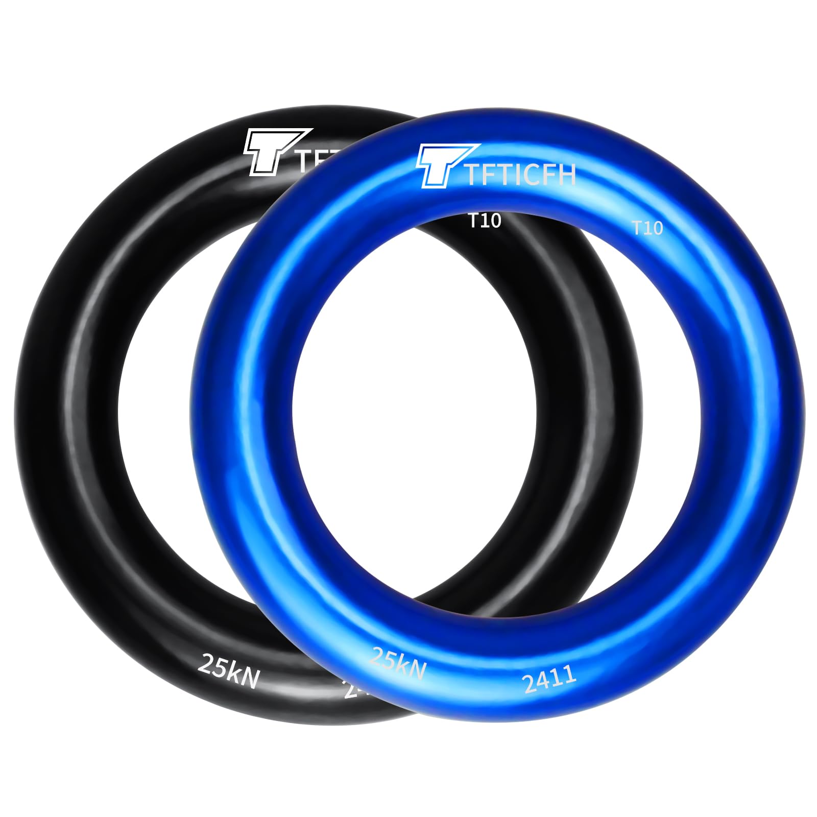 TFTICFH 25kN Rappel Ring, Aluminum Climbing O-Ring, High Strength Durable Tension Ring for Rock Climbing Arborist Hammock Rescue Slackline Rigging Tree Climbing Rappelling,2pc