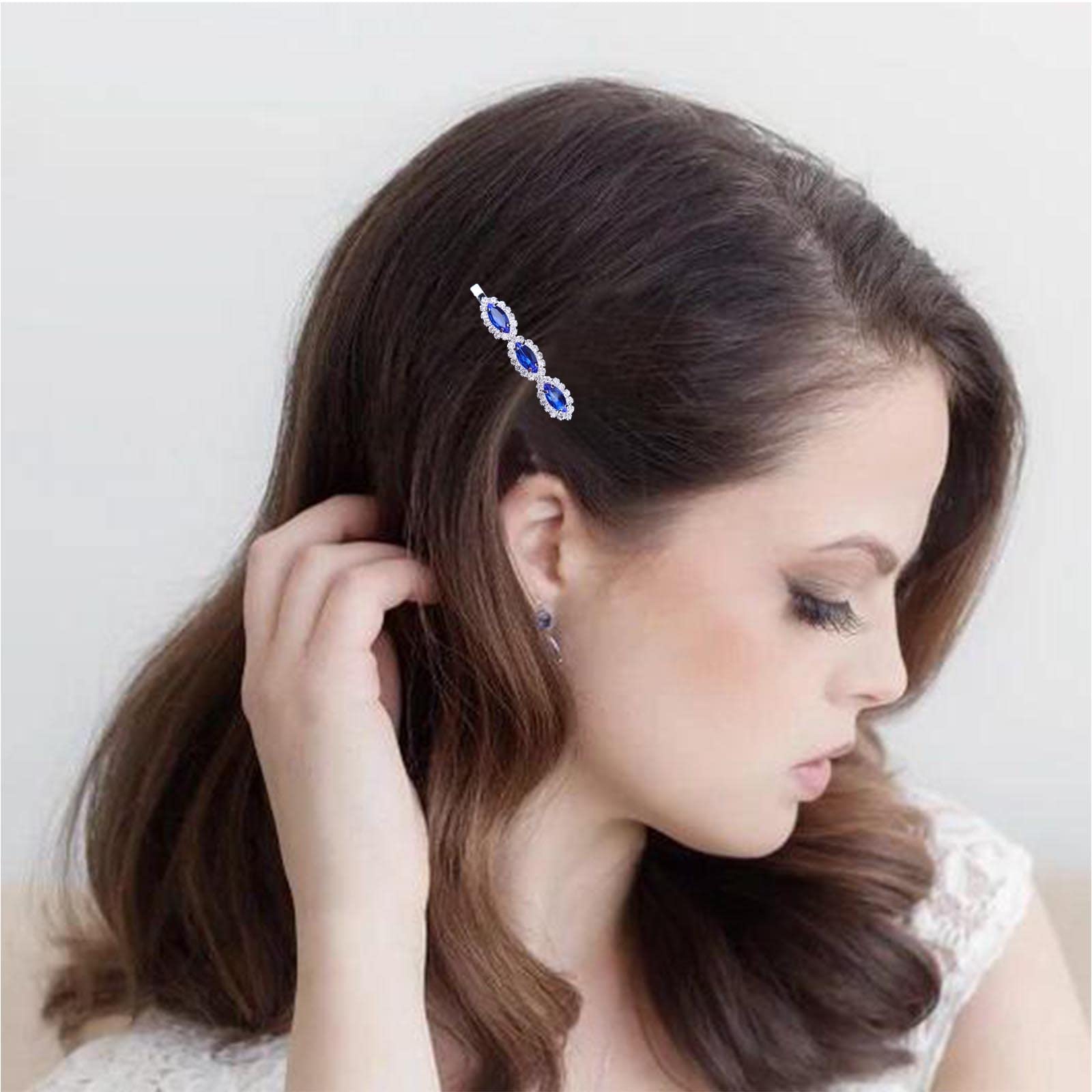 Pince à Cheveux Strass Bleu Saphir Et Or - 5 Cm - NY Fashion Accessories