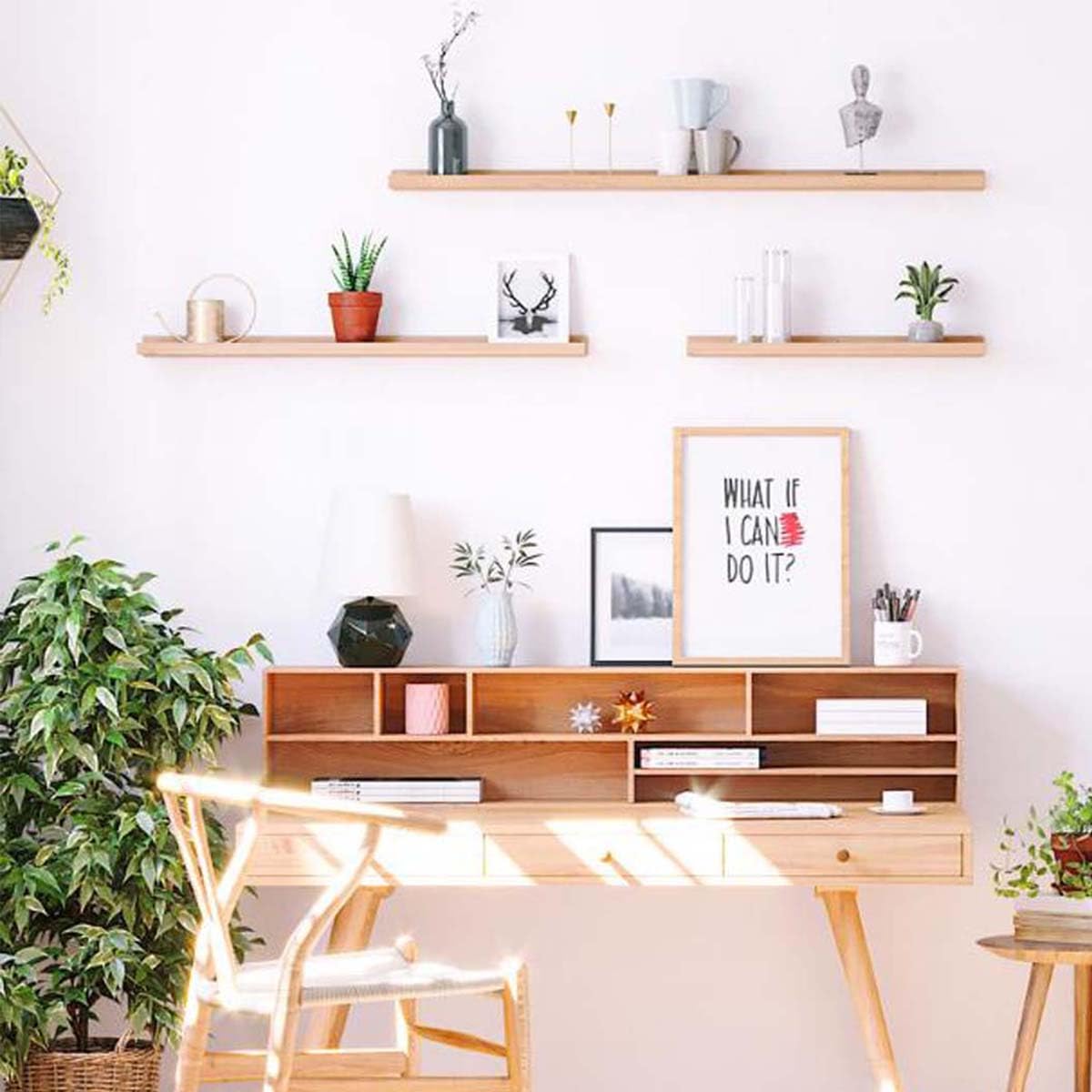 Eiken houten zwevende wandplank organisch/ rond - Yuga collectie - Wal