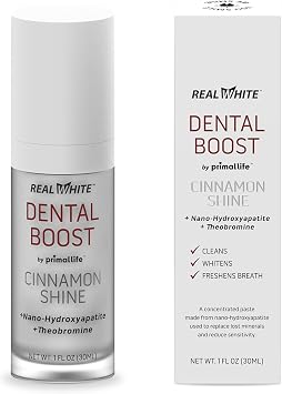 Primal Life Organic Real White Dental Boost Natural, Organic Teeth Whitener Peroxide Free Nano-Hydroxyapatite Paste Cinnamon