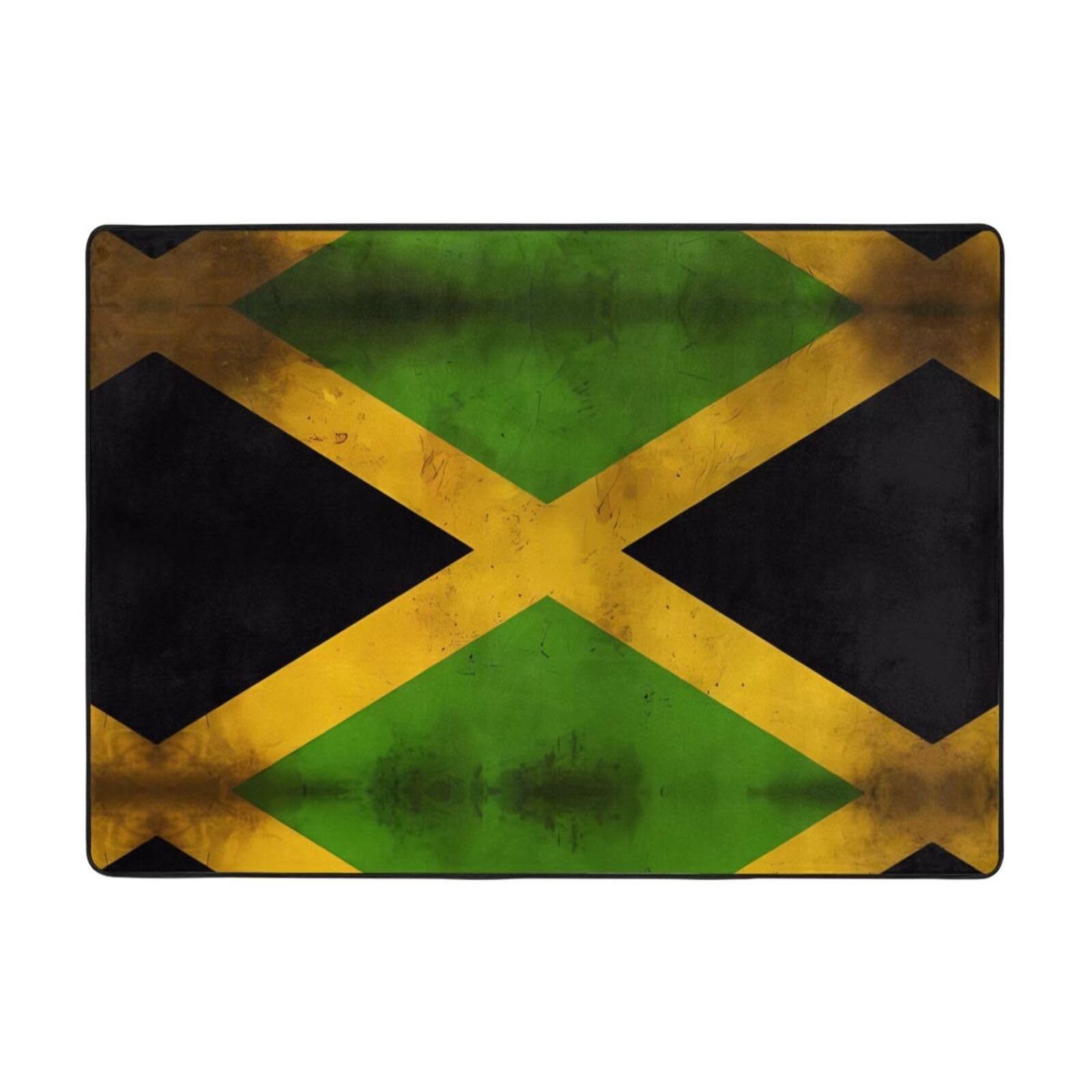 Tapis en flanelle douce imprimé drapeau jamaïcain isolant thermique grand format