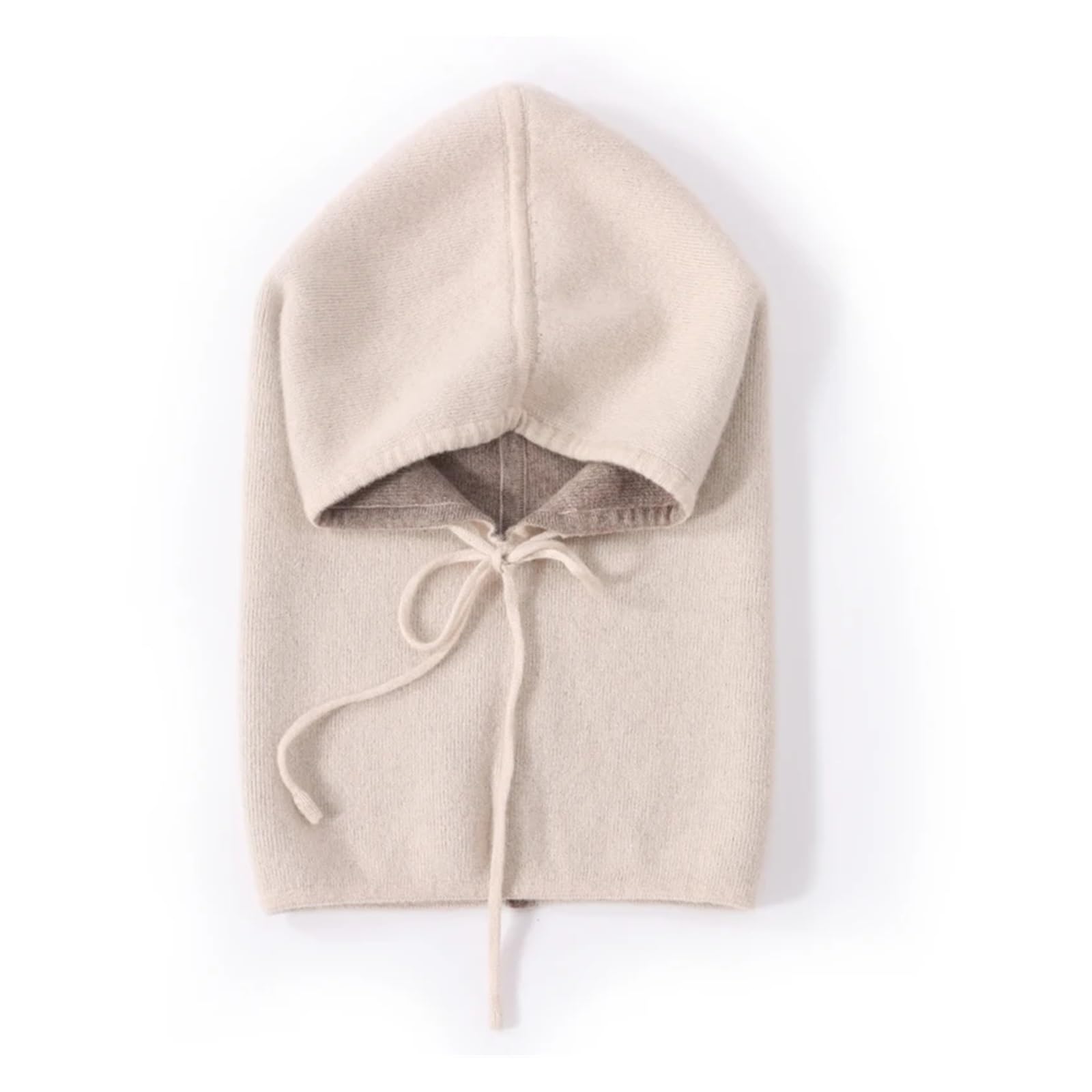 Cachemira pura for mujer invierno 2 capas de punto grueso proteger sombrero bufanda cálido suave con capucha cordón