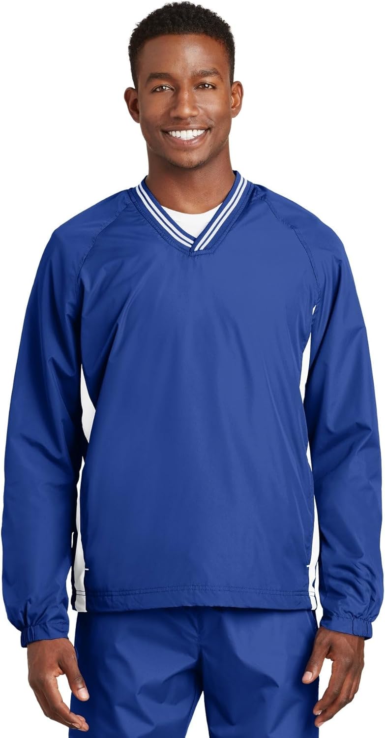 Sport-Tek® Tipped V-Neck Raglan Wind Shirt. JST62