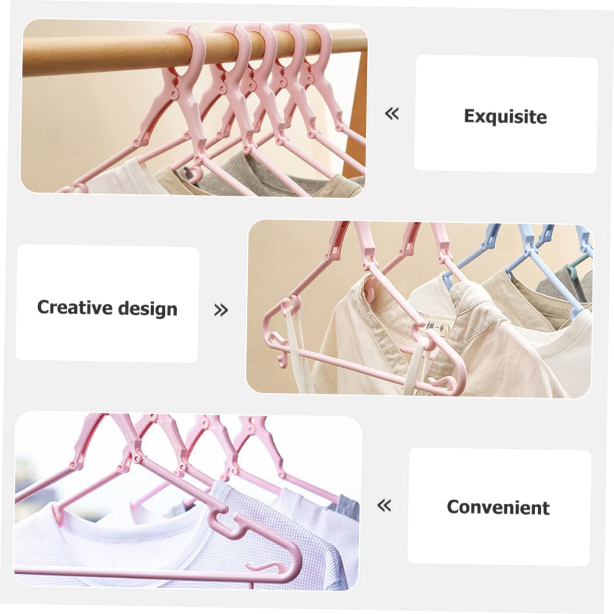 MUCKLILY 5pcs Windproof Clothes Hangers with Clamp Design Heavy Duty Tie Hanging Racks for Outdoor Drying and Trousers Hangers for Organizing Clothes