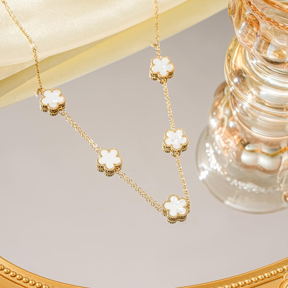 Four Leaf Clover Necklace for Women 18K Gold Layered Dainty Plated Stainless Steel 4 Leaf Clover Necklace Flower Lucky Charm Pendant Jewelry Gifts - Image 7