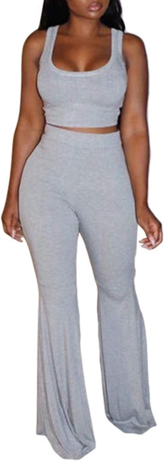 Women's 2 Pieces Outfits Sweatsuit Sleeveless Wide Leg Pants Sport Suits Tracksuits