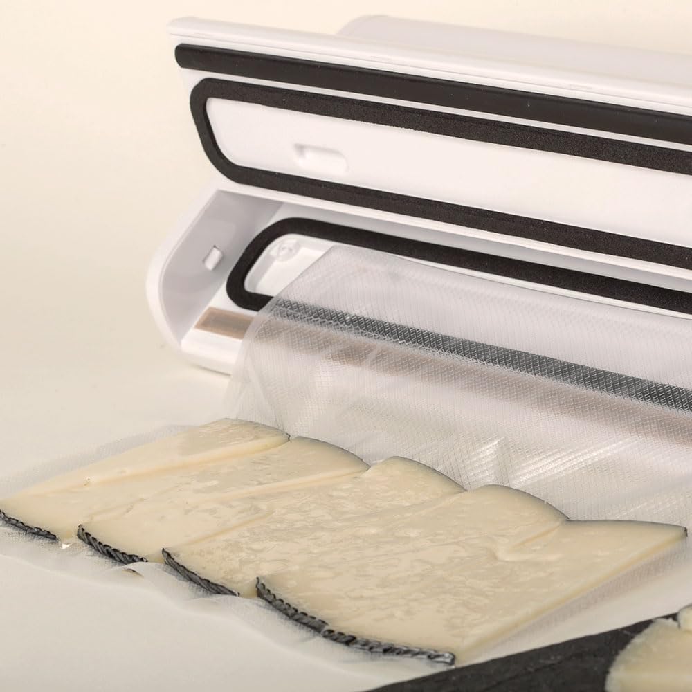 ELMA Envasadora al Vacío Doméstica V Start, Máquina al Vacío de Alimentos | Tamaño Compacto, Envasadora Automática con Barra de Sellado de 30cm | Blanco, 34 x 15 x 7cm, 175W | Incluye Bolsas al Vacío