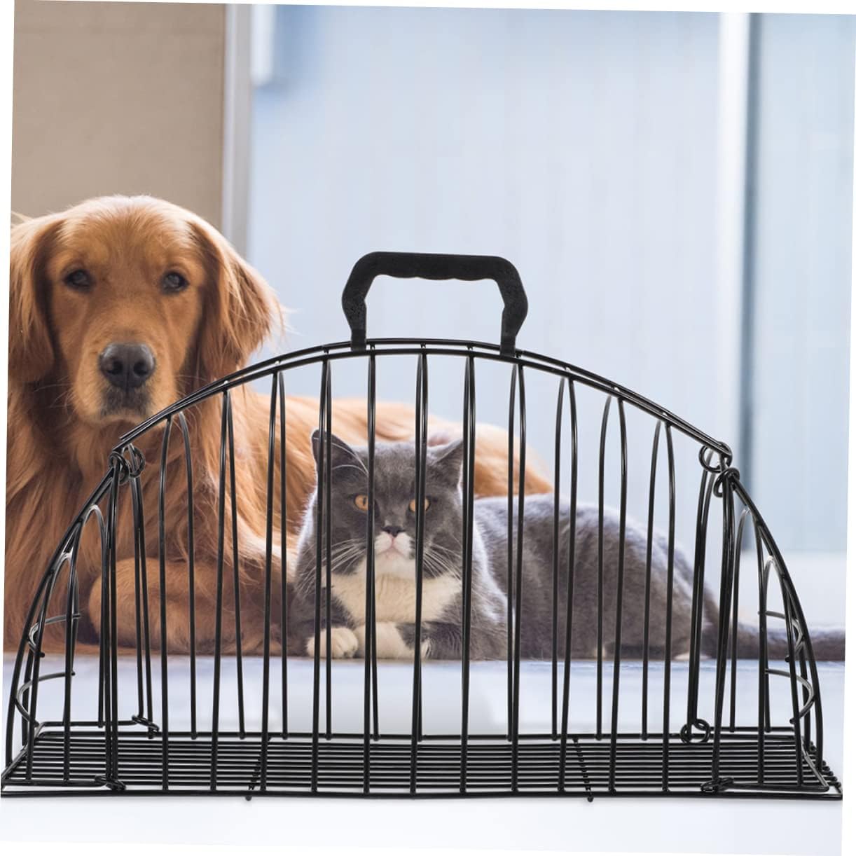 Garneck Stainless Steel Cat Bathing Cage Large Pet Shower Cage for Indoor Cats Bathing Solution