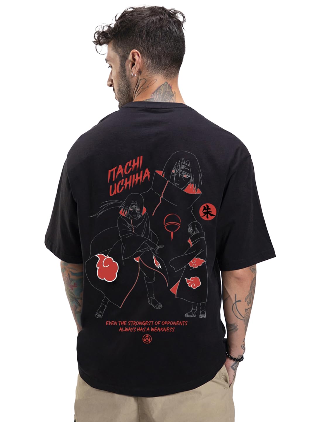 Bewakoof Official Naruto Merchandise Men's Graphic Printed Oversized Fit Half Sleeve Round Neck Cotton Jersey T-Shirt