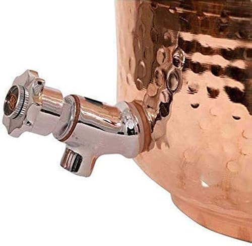 Miniatura 5 de Dispensador de agua de cobre puro martillado a mano indio de 4 litros de agua curativa Ayurveda Tanque de almacenamiento de agua de cobre con 2