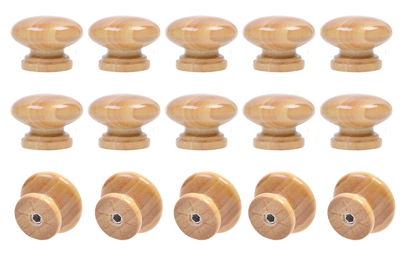 BlueMartRound Mushroom Shape Wooden Cabinet Knobs Drawer Pulls (Wooden - 15pcs)