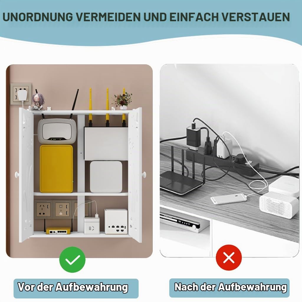 Wandmontiertes Schwimmendes Regal Routenregal-Aufbewahrungsbox Multimedia-Schaltanlagen-Dekorbox Für Elektrobox Set-Top-Box-Rack (Color : Weiß, Size : 42x10x50cm)