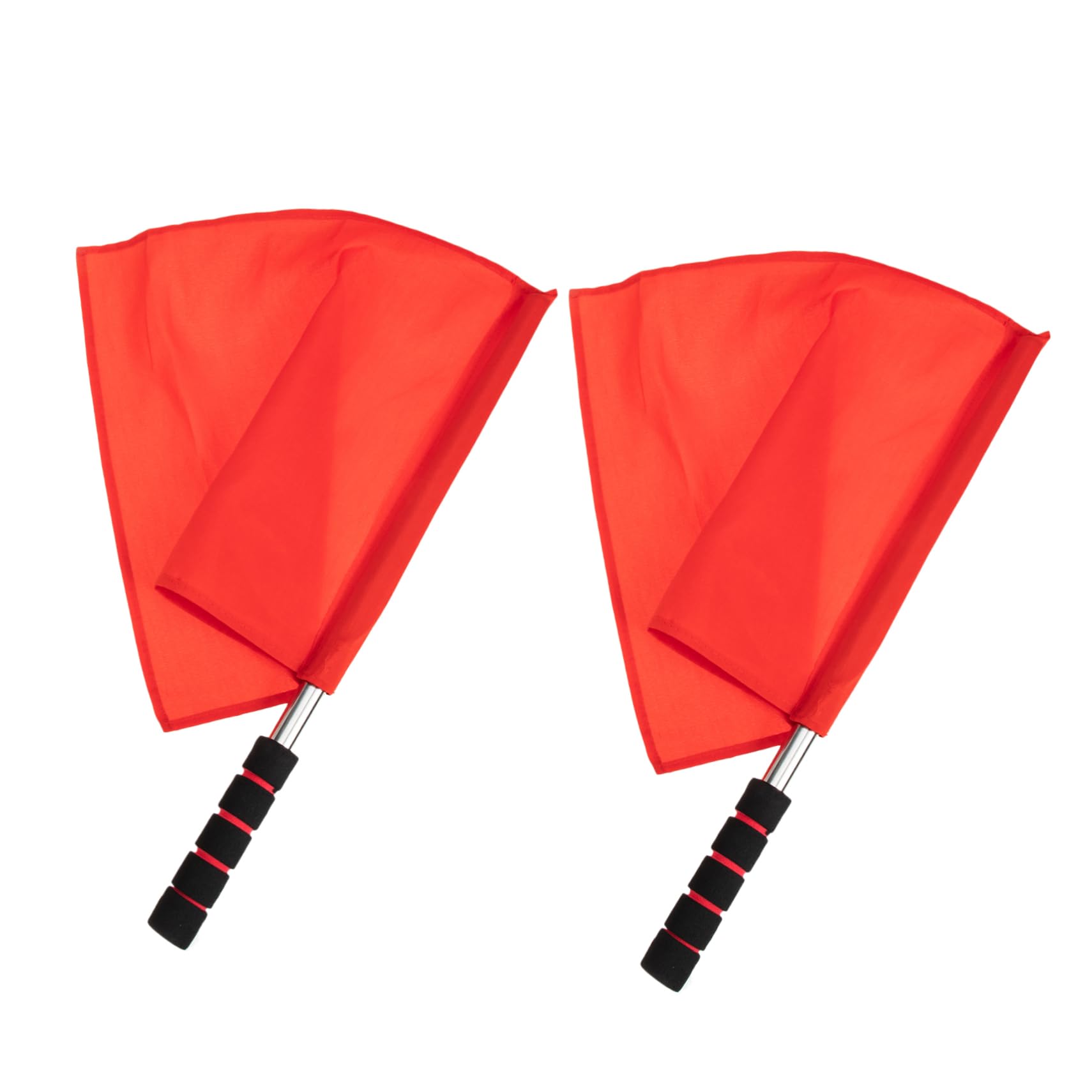 SHOWERORO 2Pcs Red Referee Flags for Volleyball and Soccer - Line Judge Flags - Stainless Flag with Sponge Handle Ideal for Sports Officials Horse
