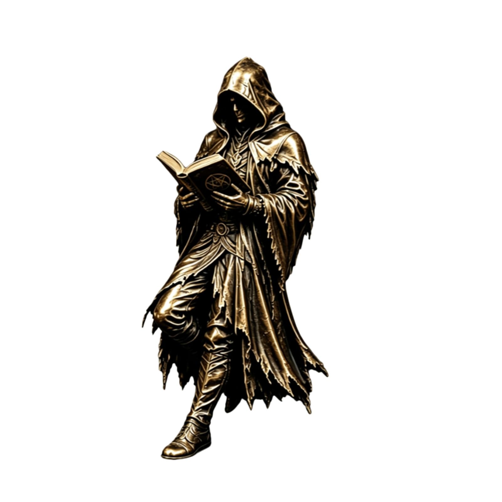 ZhzeYun Gothic Reaper Reading Book Statue, Mystical Wizard Skull Figurine for Dark Academia Home Decor, Resin Grim Reaper Ornament for Bookshelf Tabletop Gifts A S